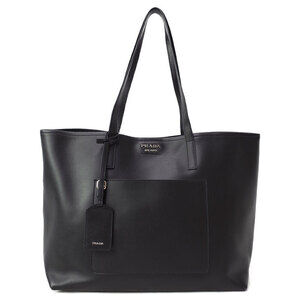 Prada City Calf leather pocket tote Shoulder bag Black